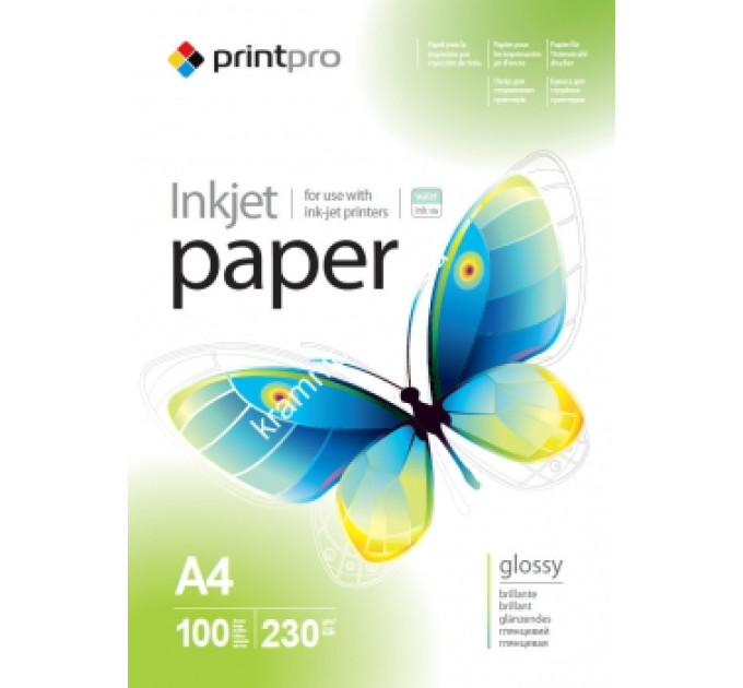 Фотопапір PrintPro глянц. 230г/м, A4 PG230-100