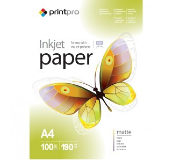 Фотопапір PrintPro матовий 190г/м, A4 PM190-100