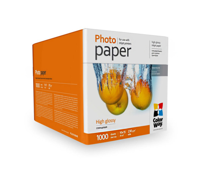 Фотопапір ColorWay глянцевий 230г/м, 10х15 PG230-1000