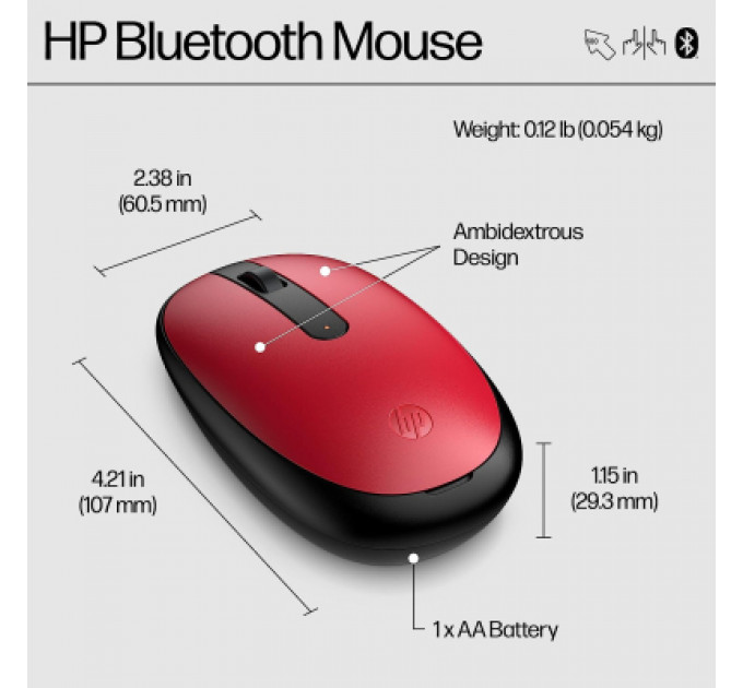 Мишка HP 240 Bluetooth Red (43N05AA)