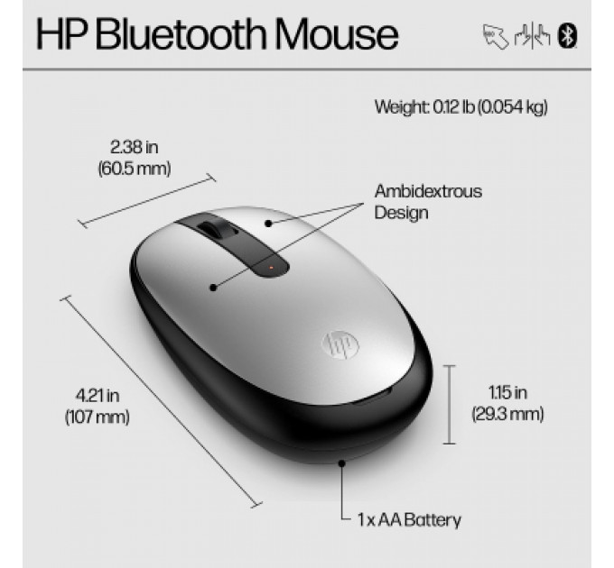 Мишка HP 240 Bluetooth Silver (43N04AA)