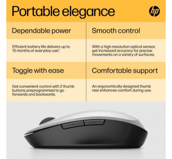 Мишка HP Dual Mode Bluetooth/Wireless Silver (6CR72AA)