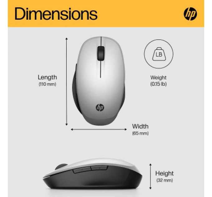 Мишка HP Dual Mode Bluetooth/Wireless Silver (6CR72AA)