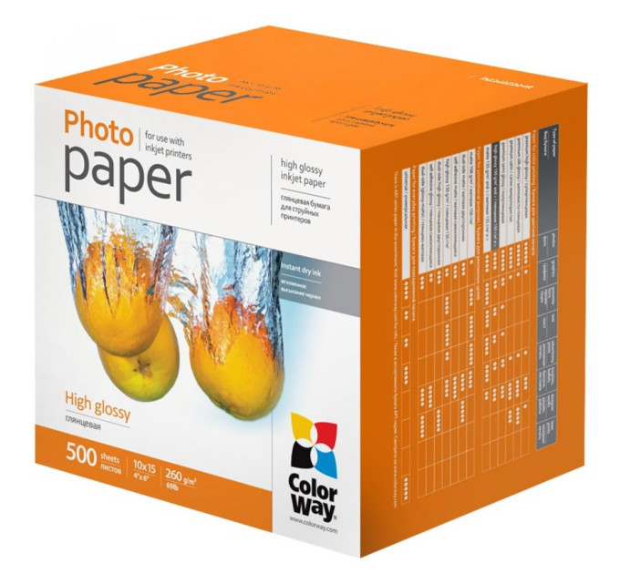 Фотопапір CW глянц. 260г/м, 10x15 PG260-500 карт.уп.