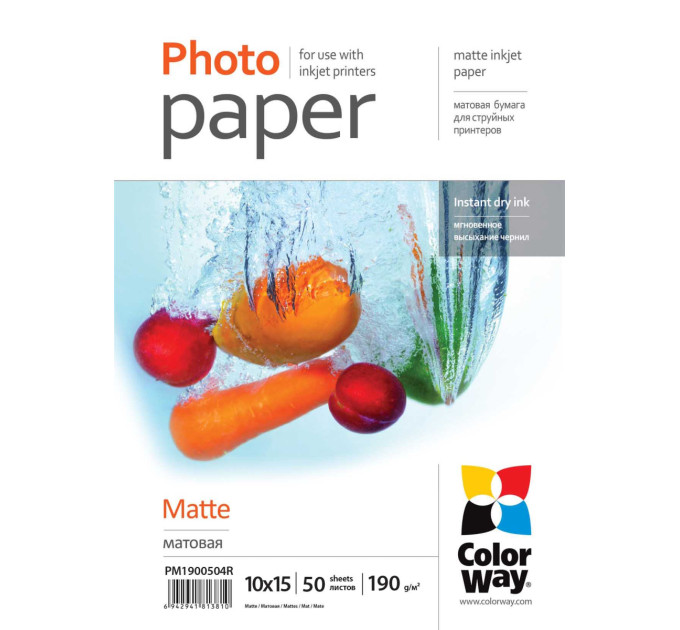 Фотопапір CW матова 190г/м2 10x15см 50л (PM1900504R)