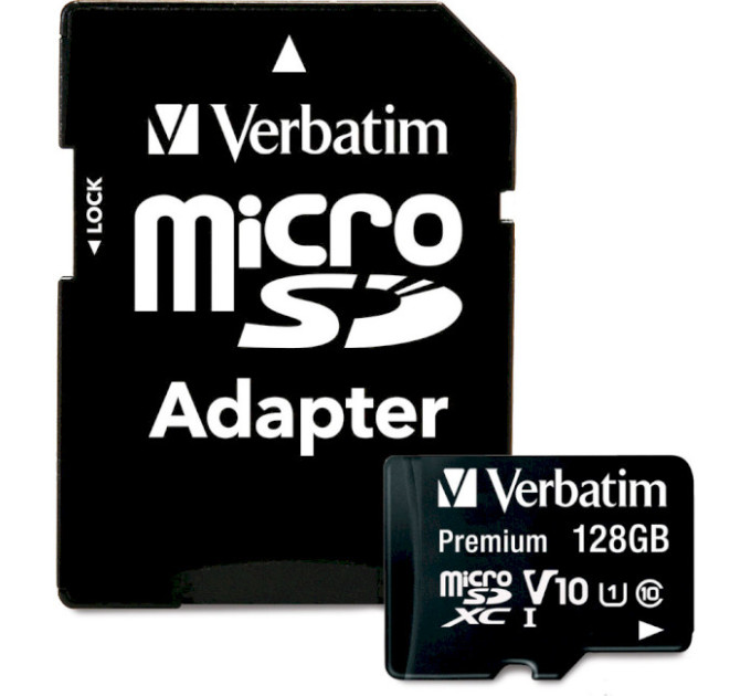 Карта пам'яті  Verbatim micro SDXC 128 ГБ (клас 10) з адаптером
