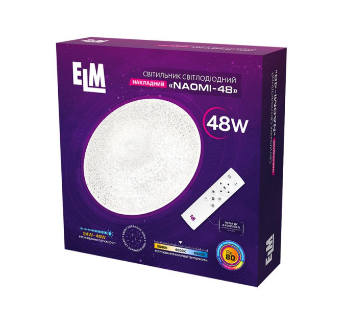 Світильник стельовий з пультом ДУ ELM Naomi 48W 3000-6500К IP20 26-0118