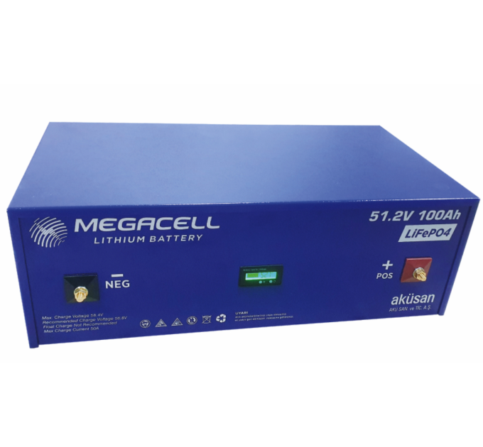 Акумулятор LiFePO4 MEGACELL 48V (51.2V)/100Ah SMART BMS BlueTooth керування. Метал