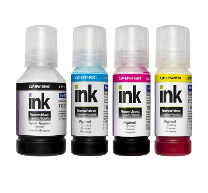 Комплект чорнил  CW Epson L-6490/L65XX/L11160/L15150/L15160/L15180 (127мл+3х70мл)Pigm. BK/С/M/Y