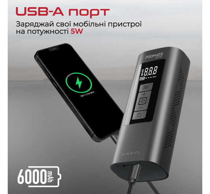 Автомобільний насос  Promate Aerify Black