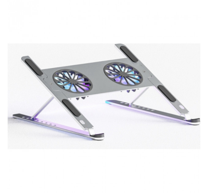 Підставка до ноутбука XoKo NST-101 Aluminium з активним охолодженням Silver (XK-NST-101-SL)