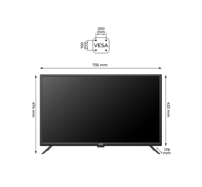 Телевізор 32" JVC LT-32MU238 Smart TV