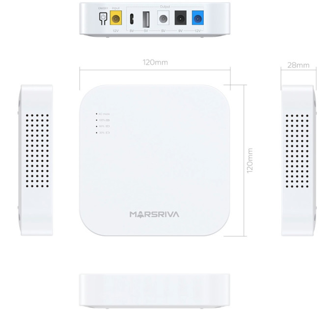 Джерело безперебійного живлення  Marsriva DC Router UPS KP4 Max 3xDC+USB+USB-C OUT, 5V/9V/12V 18W 20000 mAh (74Wh) Li-Ion