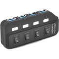 USB концентратор  (Hub) 3.0 4 порта з перемикачами Black