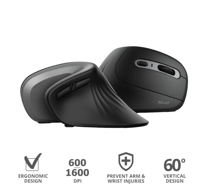Trust Миша Trust Verro Ergonomic, WL, чорний