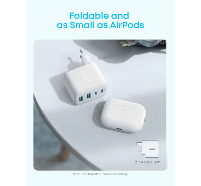 Anker Мережевий зарядний пристрій  ANKER Zolo Charger - 50W, 2xUSB-C & 2xUSB-A (Біла)