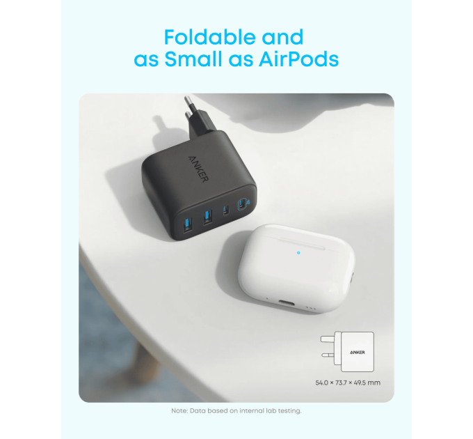 Anker Мережевий зарядний пристрій  ANKER Zolo Charger - 50W, 2xUSB-C & 2xUSB-A (Чорна)