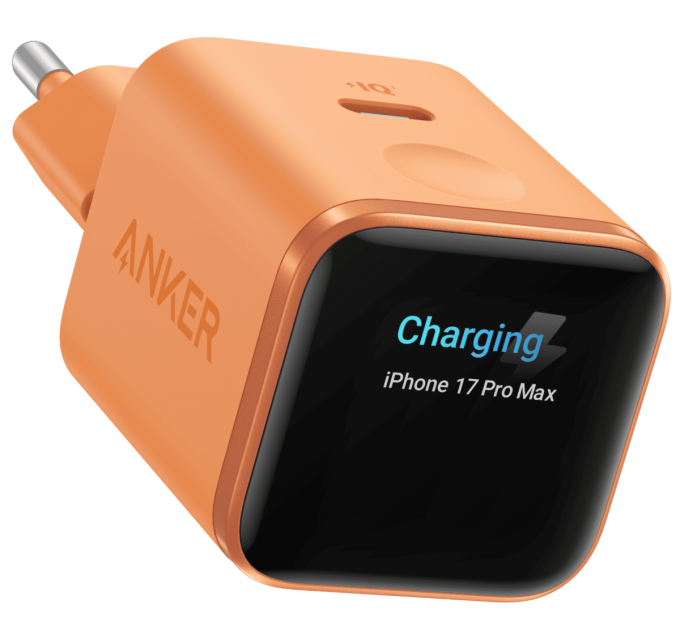 Anker Мережевий зарядний пристрій  ANKER Nano Charger - 45W USB-C Smart Display (Помаранчевий)
