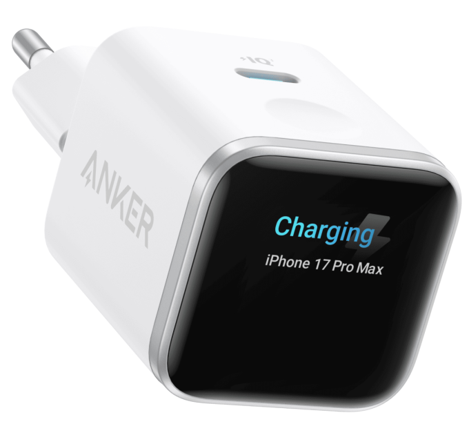 Anker Мережевий зарядний пристрій ANKER Nano Charger - 45W USB-C Smart Display (Білий)