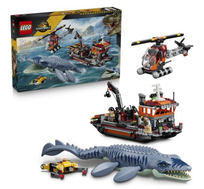 LEGO Конструктор LEGO Jurassic World Напад мозазавра на човен (77983)