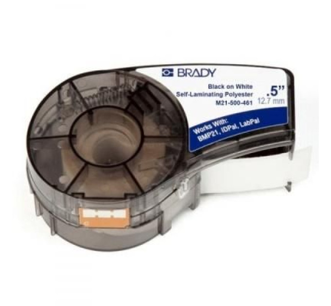Brady Стрічка для принтера етикеток Brady self-laminating, для пробірок, поліестер, 12.7mm/6.4m. чорни (M21-500-461)
