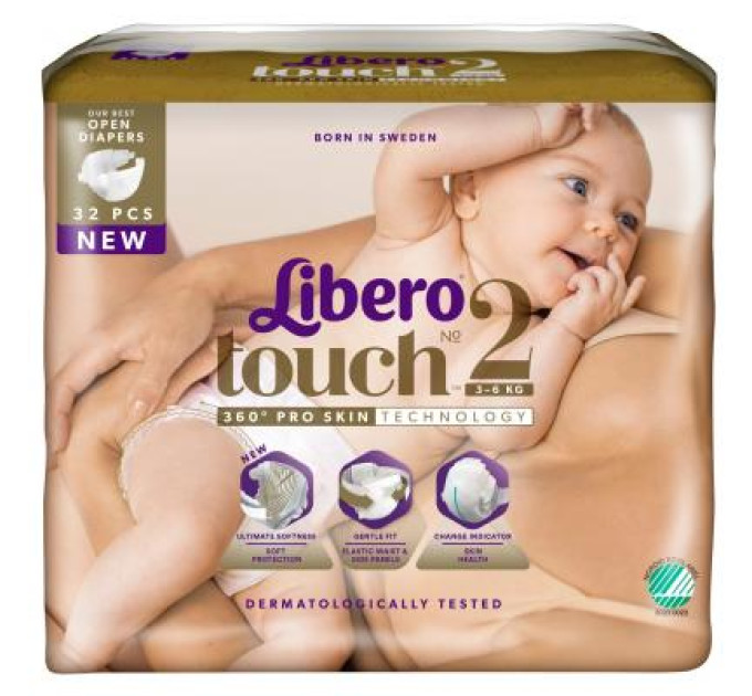 Libero Підгузки Libero Touch 2 (3-6 кг) 32 шт (7322541070315)