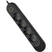 Мережевий фільтр живлення Voltronic F04U, 4роз EU, 3*USB Black (F04U-Black)