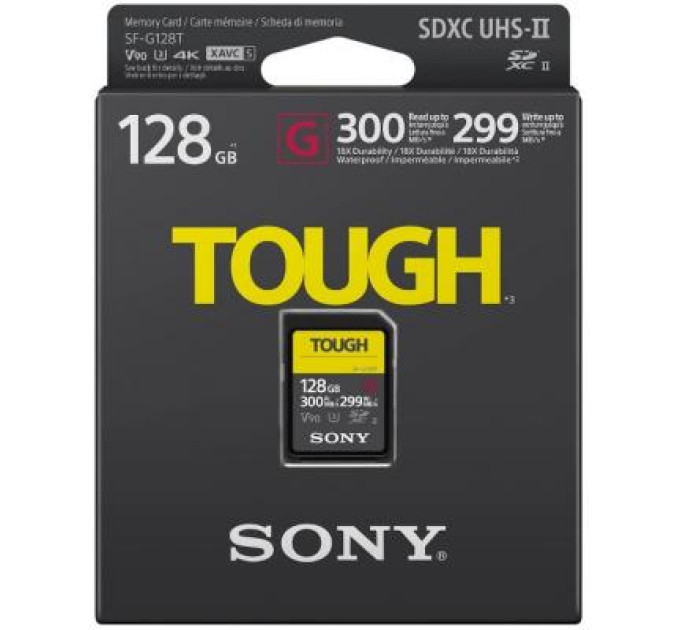 Sony Карта пам'яті Sony 128GB SDXC class10 UHS-II U3 V90 Tough (SFG1TG)