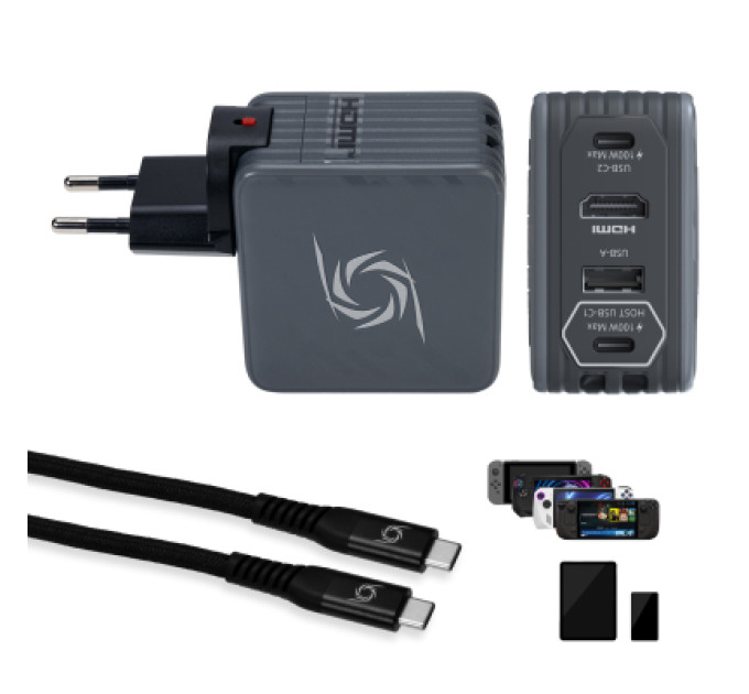 AVerMedia Зарядний пристрій AVerMedia GC313 CORE GO 100W 2хUSB-С 1хUSB-A 1xHDMI black (40AAGC313AWN)