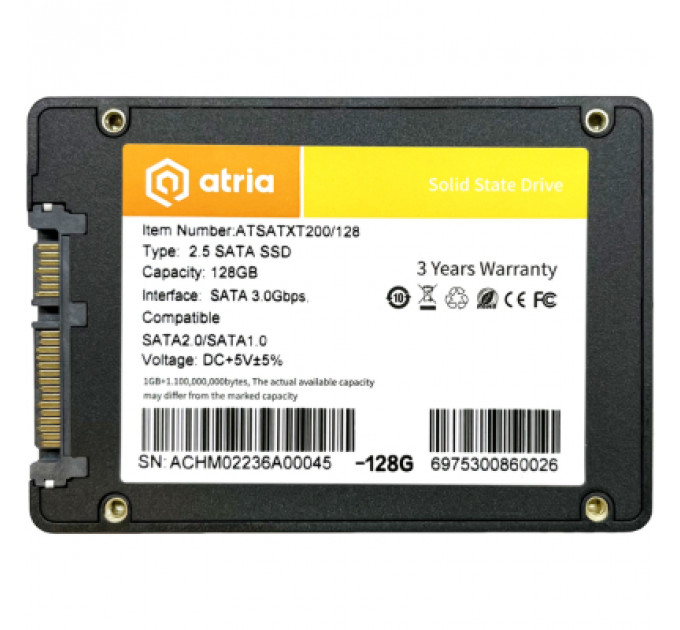 Накопичувач SSD 2.5" 128GB XT200 ATRIA (ATSATXT200/128)