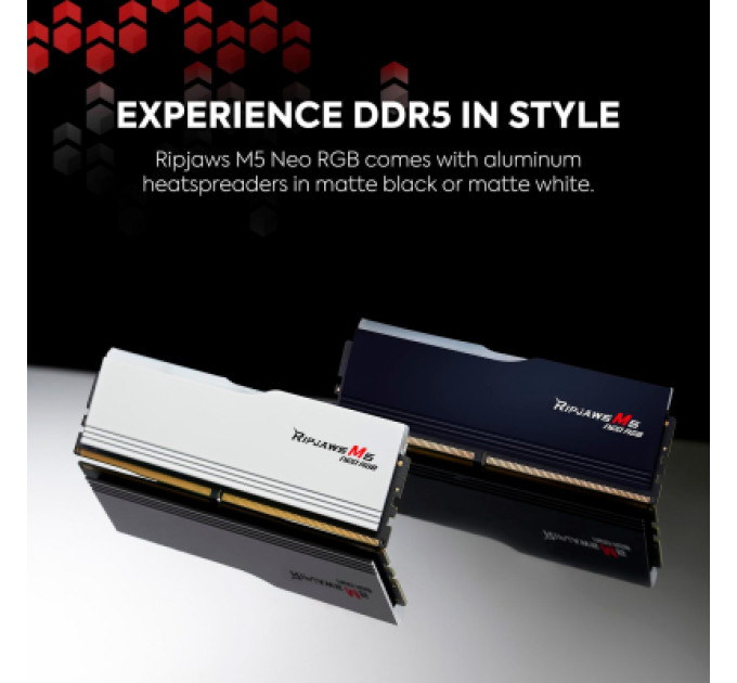 G.Skill Модуль пам'яті для комп'ютера DDR5 32GB (2x16GB) 6000 MHz Ripjaws M5 Neo RGB Matte White G.Skill (F5-6000J3636F16GX2-RM5NRW)