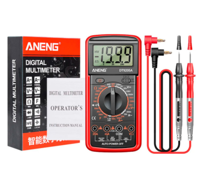 ANENG Цифровий мультиметр ANENG DT9205A-12, V, A, R, C, функція hFE (DT9205A-12)