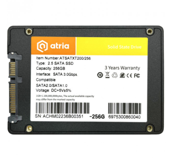 Накопичувач SSD 2.5" 256GB XT200 ATRIA (ATSATXT200/256)