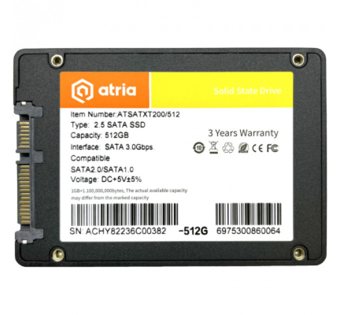 Накопичувач SSD 2.5" 512GB XT200 ATRIA (ATSATXT200/512)