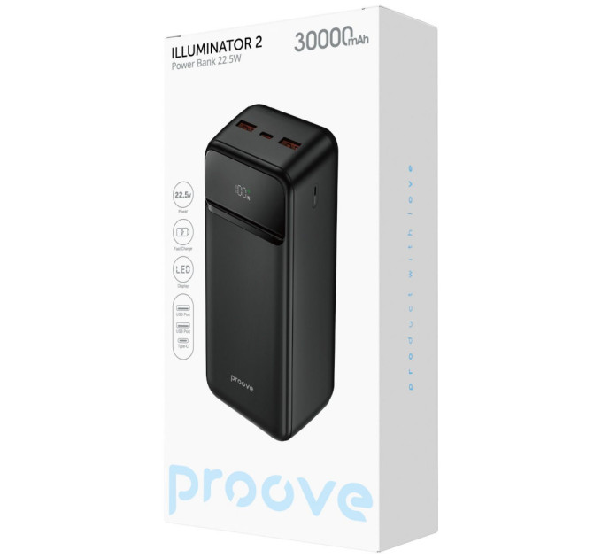 Proove Універсальна мобільна батарея Proove Illuminator 2 22.5W 30000mAh Black (PBIP30212201)