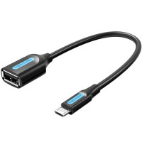 Перехідник USB 2.0 Micro BM to USB AF (OTG) 0.15m Black PVC Vention (CCUBB)