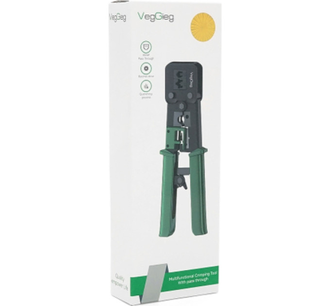 Voltronic Інструмент Voltronic VegGieg V-E113, для обтиску RJ-45 (8P8C) та RJ-12/11 (6P6C), 4P4C, чорний/зелений, Q10 (V-E113)