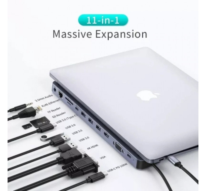 Концентратор Choetech USB-C 11-in-1 (HUB-M20-GY)
