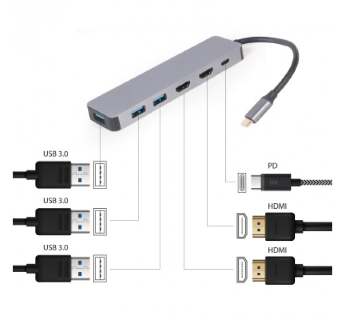 Концентратор Cablexpert USB-C 3-in-1 (A-CM-COMBO3-03)
