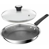 Сковорода Tefal Emotion+ Power, 24см, з кришкою, нержавіюча сталь, серцевина-алюміній, хромована сталь, бакеліт, скло