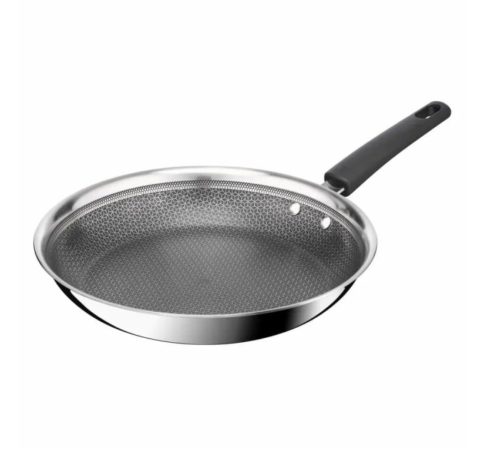 Tefal Kitchenware Сковорода Tefal Emotion+ Power, 24см, з кришкою, нержавіюча сталь, серцевина-алюміній, хромована сталь, бакеліт, скло