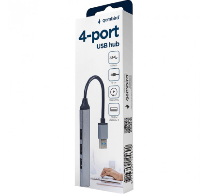 Концентратор Gembird USB-A to USB 3.1 Gen1 (5 Gbps), 3 х USB 2.0 (UHB-U3P1U2P3-02)