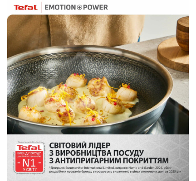Tefal Сковорода Tefal Emotion+ Power 28 см з кришкою (SET_E3410655)