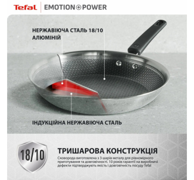 Tefal Сковорода Tefal Emotion+ Power 28 см з кришкою (SET_E3410655)
