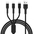 HOCO Кабель Hoco U31 Benay 3in1 USB - Lightning/micro USB/USB-C, 1.2 м, Black (K17892)