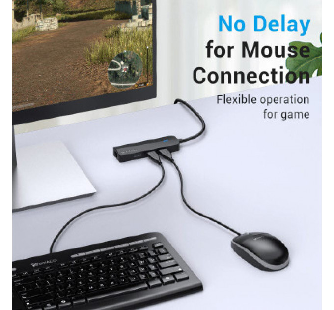 Концентратор Vention USB 2.0 to 3хUSB 2.0 + RJ45 100M Ethernet (CHPBB)