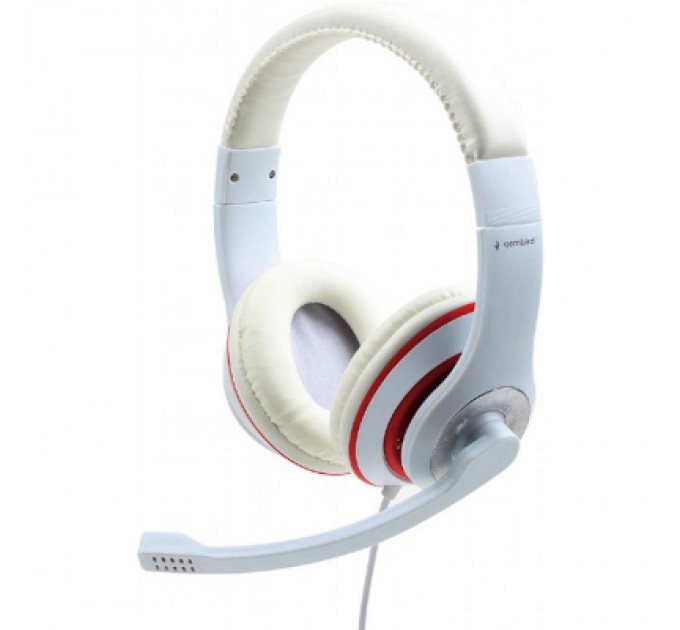 Навушники Gembird MHS-03 White/Red (MHS-03-WTRD)