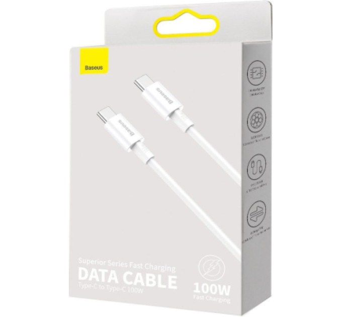 Baseus Дата кабель USB-C to USB-C 2.0m 100W white Baseus (CATYS-C02)