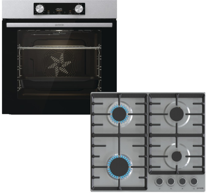Електрична духова шафа Gorenje BUILT IN SET BO6737E02XK + газова варильна поверхня G642ABX