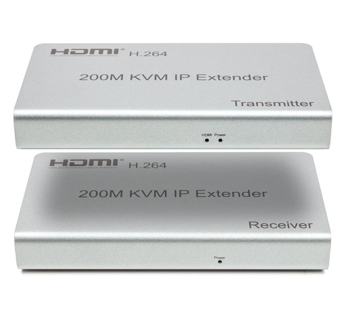 Комутатор PowerPlant HDMI 1080P/60hz, до 200м, через CAT5E/6 (HDES200-KVM) (CA912940)